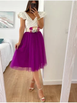 Falda de tul midi BUGANVILLA varias capas