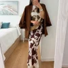 Falda larga satén estampado vaca