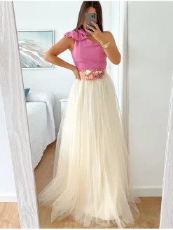 Falda LARGA tul varias capas MARFIL (M15)