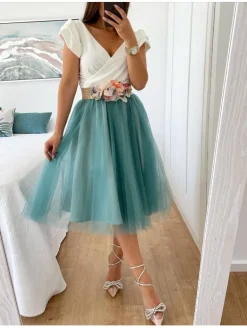 Falda midi varias capas tul VERDEMAR