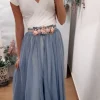 Falda tul larga azul noche varias capas