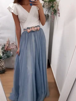 Falda tul larga azul noche varias capas