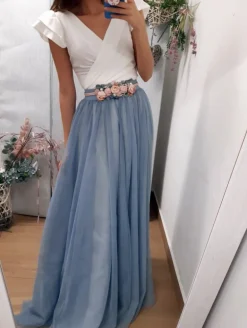 Falda tul larga azul noche varias capas