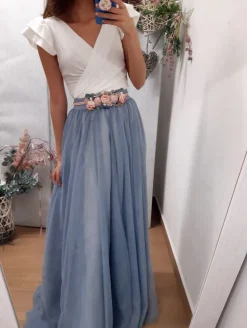 Falda tul larga azul noche varias capas