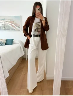 Pantalón ancho BLANCO cinturón incluido Shopper (V02)