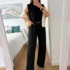 Pantalón ancho NEGRO cinturón incluido Shopper (V02)