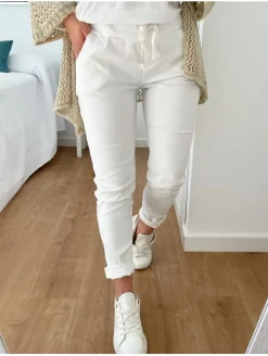 Pantalón BLANCO efecto arrugado Maika (V02)
