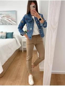 Pantalón largo TAUPÉ efecto arrugado Maika (V02)