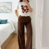 Pantalón pinza recto marrón choco Glacè (A37)