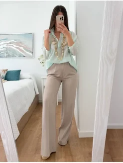 Pantalón pinza recto PIEDRA Glacè (A37)