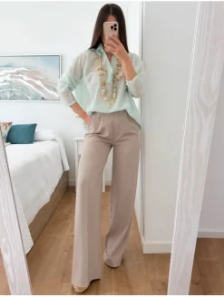 Pantalón pinza recto PIEDRA Glacè (A37)