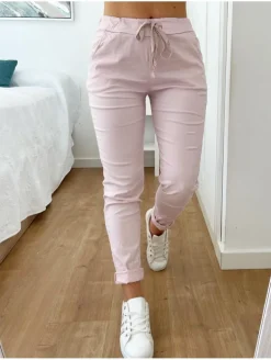 Pantalón ROSA palo efecto arrugado Maika (V4)