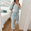 Pantalón tono CELESTE efecto arrugado Maika (V04)