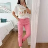 Pantalón tono ROSA FLUOR efecto arrugado Maika (V04)