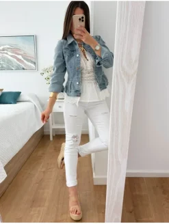 Pantalón vaquero BLANCO detalles rasgados CA373 (DRD)