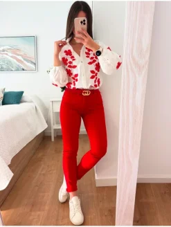 Pantalón vaquero ROJO skinny push up E1222-10 (V09)
