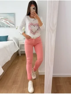 Pantalón vaquero  ROSA FLAMINGO skinny LS9268 SPRING  (G34)