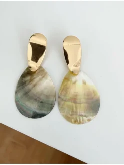 Pendientes grandes pieza nacarada Marina
