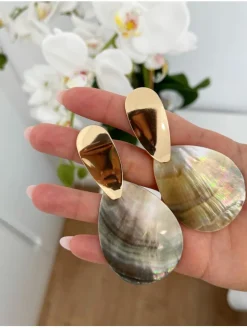 Pendientes grandes pieza nacarada Marina