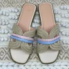 Sandalia Beige cuerda trenzada en rosa y azul (INZ)