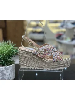Sandalia cuña esparto trenzada multicolor (VNT)
