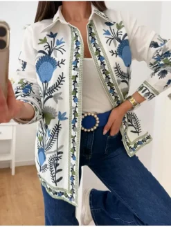 Sobrecamisa flores azules(G33)