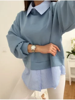 Sudadera AZUL efecto camisa debajo Martina (M40)