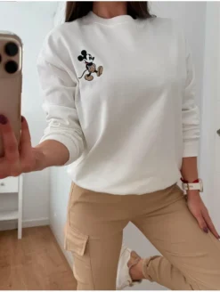 Sudadera básica BLANCA bordado Mickey (V09)