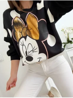 Sudadera NEGRA Minnie lazo dorado lunares  (M27)
