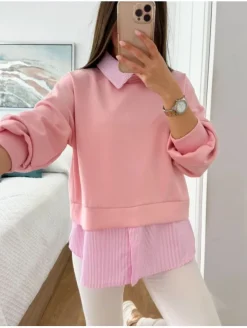 Sudadera ROSA efecto camisa debajo Martina (M40)