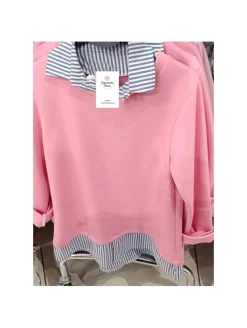 Sudadera ROSA efecto camisa debajo Martina (M40)