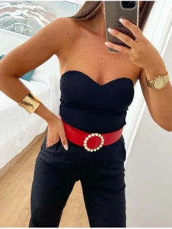 Top NEGRO escote corazón Yamila (M34)
