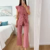 Traje pantalón geometrico Coral&Azul Indigo (D18)