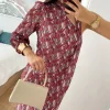Vestido asimétrico  pinceladas pañuelo cuello Vega (M18)