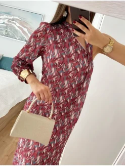 Vestido asimétrico  pinceladas pañuelo cuello Vega (M18)