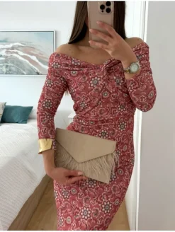 Vestido coral estampado flores Jazmín (M18)