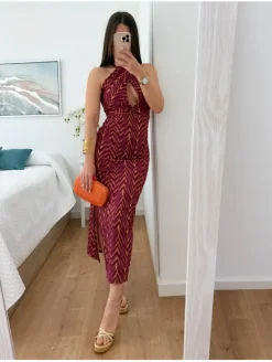 Vestido estampado geometrico GRANATE Greta  (D18)