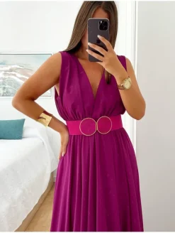 Vestido largo gasa Dolcce BUGANVILLA  CLARO