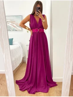 Vestido largo gasa Dolcce BUGANVILLA  CLARO