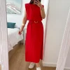 Vestido largo hombreras ROJO Eliana (L37)