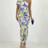 Vestido MALVA  y PISTACHO corte asimetrico FLY 38261(D33)