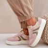 Zapatilla BEIGE detalles VERDE/ROSA suela plataforma (V39)