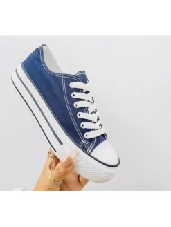 Zapatilla vaquera oscura cordones