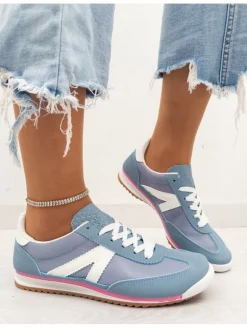 Zapatillas azules lineas blancas Noelia (ALM)