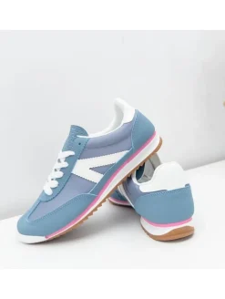 Zapatillas azules lineas blancas Noelia (ALM)