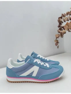 Zapatillas azules lineas blancas Noelia (ALM)
