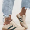 Zapatillas beige lineas verdes Sol (ALM)