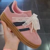 Zapatillas terracota rayas azul marino lazo puntilla yy139 (FSA)