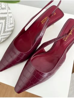 Zapato tacón GRANATE  grabado coco (MCE)