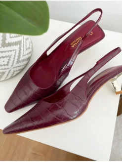 Zapato tacón GRANATE  grabado coco (MCE)